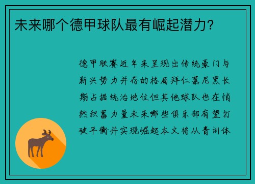 未来哪个德甲球队最有崛起潜力？